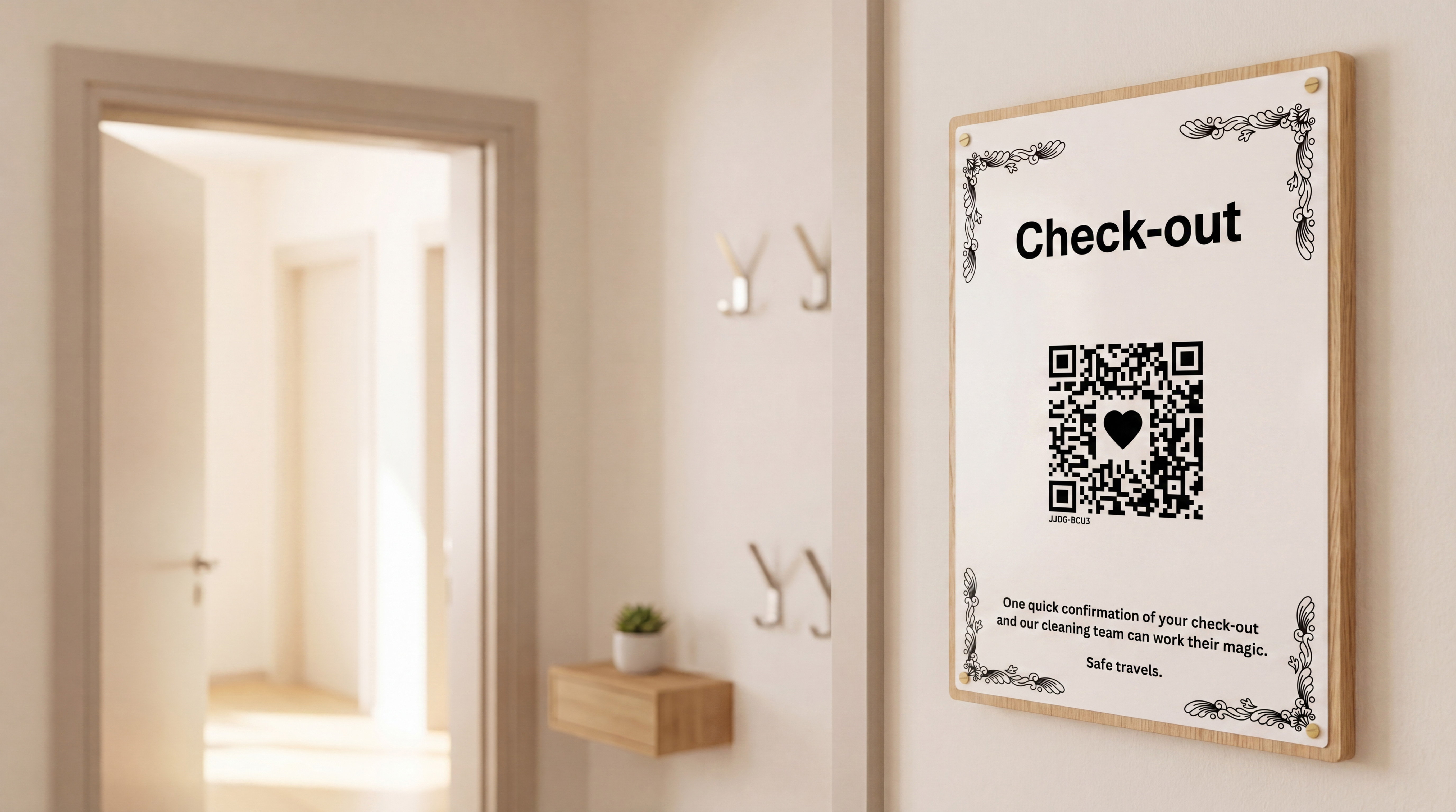 CheckYout Check-out Schild auf beschichtetem Holz